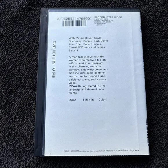 blockbuster dvd rental Case And DVD return to me David Duchovny Minnie Driver - Picture 3 of 7